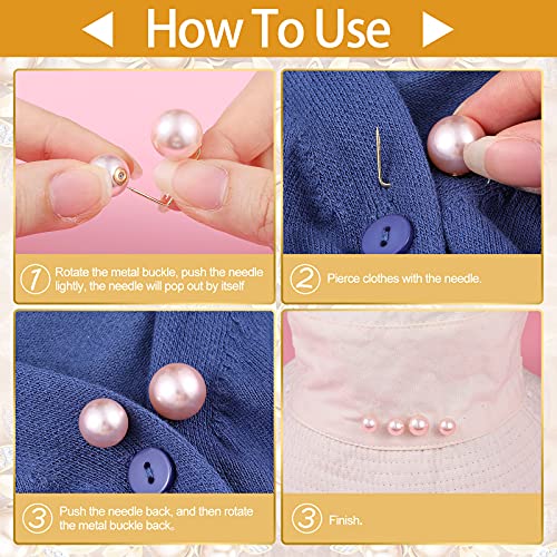 WILLBOND 6 Pcs Artificial Pearl Brooch Pins Sweater Shawl Safety Clips Dress Clips for Women - color: Black, Pink, Red
