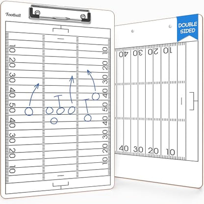 SCRIBBLEDO Football Dry Erase Whiteboard for Coaches, 15x9 Double Sided Coaching Clipboard for Plays Drills and Lineups, Coach Gift