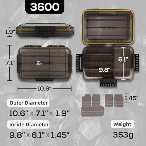 RUNCL Fishing Tackle Box, Waterproof Tray for Jigs Lures, Thicker Floating Tackle Utility Box with Adjustable Dividers, 3600/3700/Large 3700 Size - color: 2PCS 3600