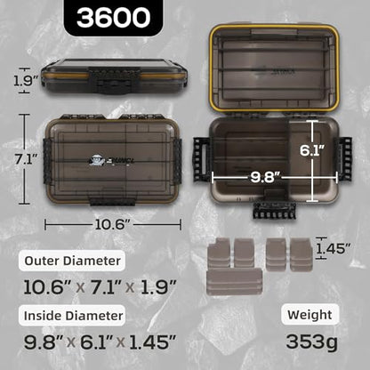 RUNCL Fishing Tackle Box, Waterproof Tray for Jigs Lures, Thicker Floating Tackle Utility Box with Adjustable Dividers, 3600/3700/Large 3700 Size - color: 2PCS 3600