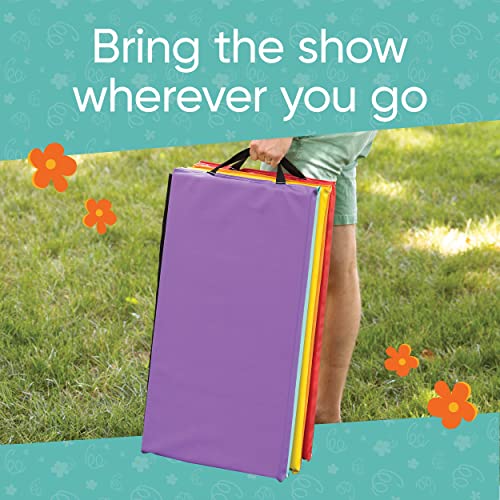 Hearthsong Tumbling Mat for Kids, 5-Panel Thick 1.25" Foldable Exercise Mat for Yoga, Pilates, Stretching, Folding Gymnastics Mats at Home, Gym Workout - color: Rainbow