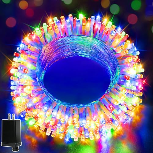Ollny Christmas Lights 200LED 60FT Indoor, Multicolor Connectable Plug in String Light Outdoor, 8 Modes Waterproof Timer LED Fairy Lights for House Outside Bedroom Patio Balcony - color: Multicolor, size: 200LED