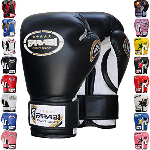 Farabi Boxing Gloves Kids Junior Muay Thai Kick Boxing Training MMA Punching Bag - color: Black, size: 4OZ