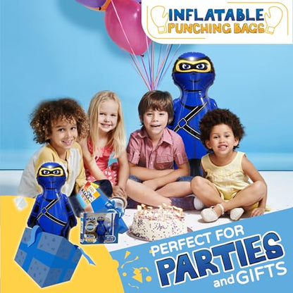 INFLATABLE DUDES Blue Ninja Toy 40” - Kids Punching Bag | Sand-Base | Bop Bag, Pre-filled with Sand, Inflatable Toy, Punching Bag for Kids, Enhanced Bounce-Back Action, Indoor/Outdoor - color: Blue Small Ninja | Pre-filled with Sand
