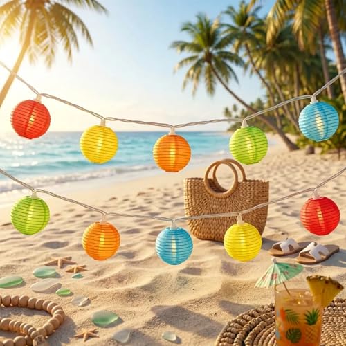 Multicolor Lantern String Lights Outdoor, 8.5FT Plug-in Patio String Lights with 10 Mini Hanging Lanterns, Waterproof Decorative Lights for Garden, Bedroom, Bistro, Christmas Party - color: Colorful led lantern