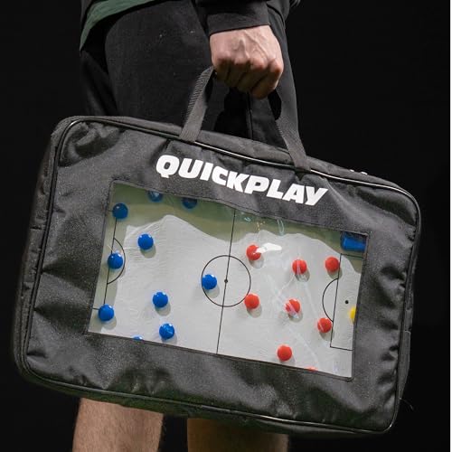 QuickPlay Soccer Coaching Magnetic Whiteboard Double Sided 12x16 in - Magnetic Soccer Tactics Board with Full and Half Field Layout, Dry Erase Coach Board with Magnets