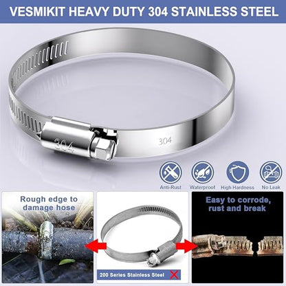 12Pack 4 inch Hose Clamps,Stainless Steel Large Hose Clamp Adjustable | from 3-3/4"-4-5/16"/95-110mm,Metal Worm Gear Duct Clamp for Dryer Vent Hose,Fuel Line,Plumbing,Automotive,Exhaust,Radiator - size: 4 inch (3-3/4" - 4-5/16")