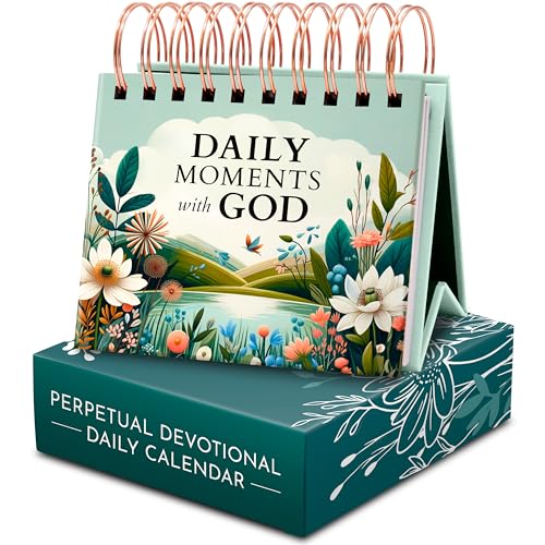 Religious Desk Calendar, 366 Devotions & Prompts, Christian Gifts for Women - color: Green - Devotional Calendar