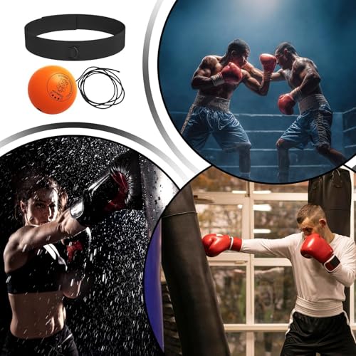 Boxing Ball - Funny Head-Mounted Adjustable Gear, Gym Punch Reflex Trainer with Comfortable Headband, Fight Speed Equipment, Striking Reflexes Device, Equipment for Men Women - color: Orange