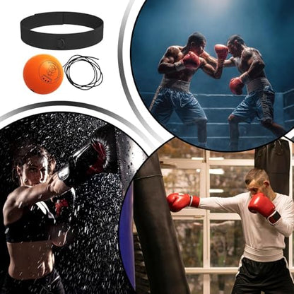 Boxing Ball - Funny Head-Mounted Adjustable Gear, Gym Punch Reflex Trainer with Comfortable Headband, Fight Speed Equipment, Striking Reflexes Device, Equipment for Men Women - color: Orange