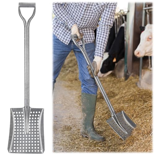Durable Shovel for Sand Sifter, Chicken Poop Scooper Designed for Farm Sand Stall Poop Cleaning, Ideal Gardening Sliver Root Slayer Shovel- Square Shover for Beach