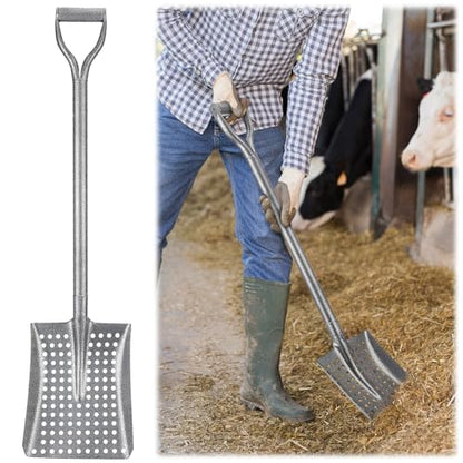 Durable Shovel for Sand Sifter, Chicken Poop Scooper Designed for Farm Sand Stall Poop Cleaning, Ideal Gardening Sliver Root Slayer Shovel- Square Shover for Beach