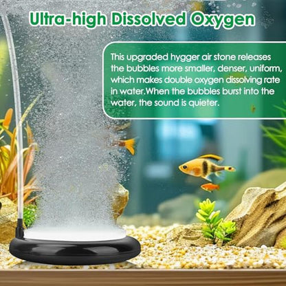hygger Aquarium Air Stone Kit, Fish Tank Bubbler, Nano Furnace Flue Round Air Stone Disk Set for Hydroponics, Small Bubbles, Ultra-High Dissolved Oxygen Diffuser (4 Inch) - color: Black, size: 4 Inch