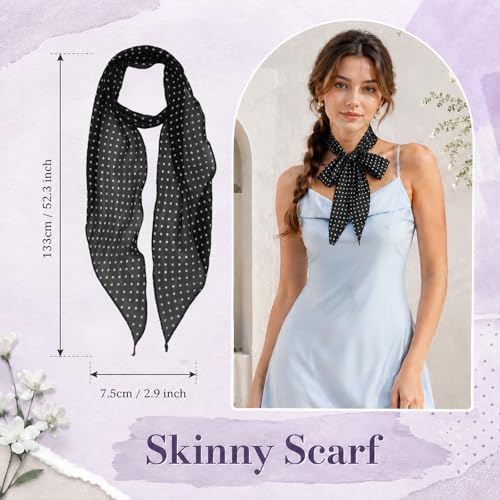 Polka Dot Scarf for Women, Chiffon Womens Scarves for Travel Date - color: Black a