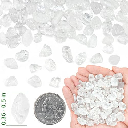 Clear Quartz Crystal Chips Bulk Tumbled Stones 0.9LB,0.35-0.5 Inch Crushed Crystal Rocks for Aquarium Fish Tank DIY Jewelry Vase Filler Aquarium Gravel Plant Pot - color: White, size: 0.9lb
