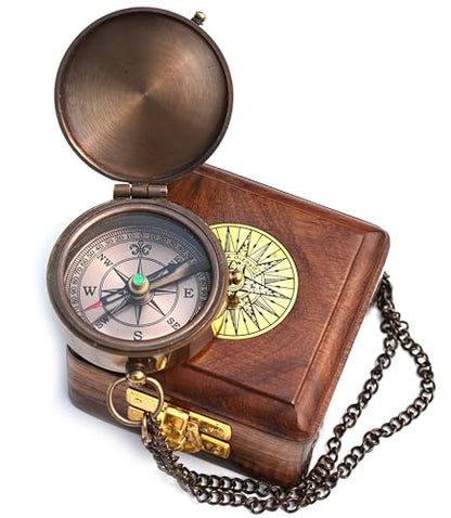 Be Strong and Courageous (Joshua 1:9) Brass Compass with wooden Box-Engraved Scripture Prayer Compass Religious Gift for Men & Women - Baptism, Confirmation, Communion Compass for Boys Graduation Gift - style: #2 Be Strong and Courageous Compass (Joshua 1