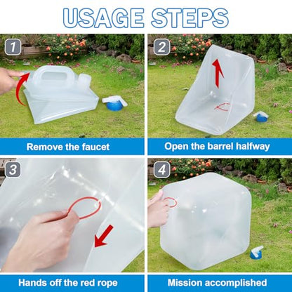 ASEVAT [2 Pack] 5.3 Gallon /20L Collapsible Water Container with Spigot & Handle, BPA Free Foldable Water Storage Cube, Portable Water Jug for Camping, Hiking, Emergency & Survival Kits - size: 5.3Gal