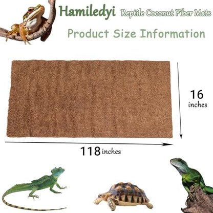 Hamiledyi Reptile Carpet 118" L x 16" W Natural Coconut Fiber Tortoise Carpet Mat for Pet Terrarium Liner Reptile Supplies for Lizard Snake Chamelon Turtle Bedding Bunny Rabbit Mat - size: 1 Pack/118 x 16 Inch