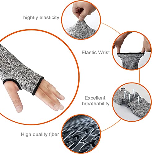 Protective Arm Sleeves, Cut Heat Resistant Arm Protectors Anti Abrasion Safety Armband for Garden Kitchen Work 1 Pair - color: Grey (Medium, 1 Pair) With Thumb Hole