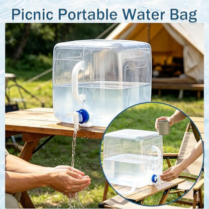 2 Pack 5.3 Gallon BPA Free Collapsible Water Container with Spigot & Hook | BPA Free, Foldable Carrier Bucket, Portable Water Canteen, Camping Water Storage Jug, Outdoor Hiking Survival Kit