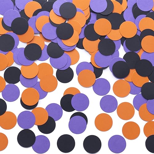 Purple Black Orange Confetti Table Decoration for Halloween Birthday Party,1.2 inch in Diameter,200 Counts - color: Purple,black,orange