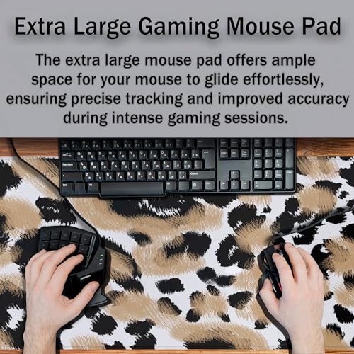 Gaming Mats XXL Keyboard and Mouse Pad - Extra Large Desk Mat for Men With Non-Slip Rubber Base 35.4 X 15.7 for Game Office, Animal Leopard Print - color: Animal Leopard Print
