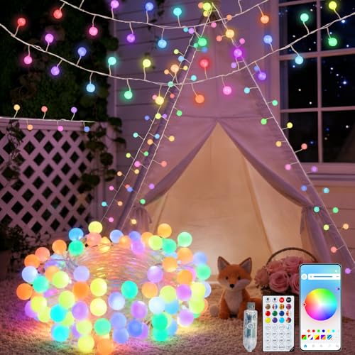 Smart String Lights Plug in with App, 10FT Color Changing String Lights - color: Globe