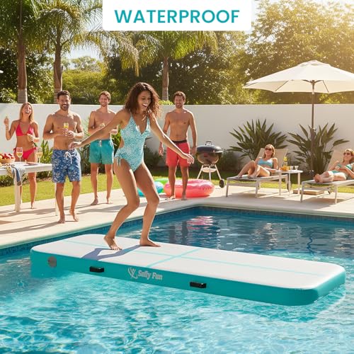 Inflatable Gymnastics Mat 6.6ft/10ft Air Tumble Track Training Mat 4/8 inches Thick Tumbling mat with Electric Pump for Home Use/Tumble/Gym/Training/Cheerleading/Water/Yoga - color: Mint Green, size: 10ft*3.9ft*4in