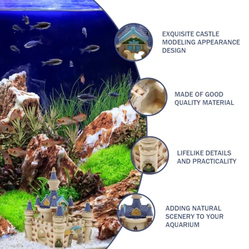 Balacoo Fish Tank Castle Decor Aquarium Castle Adornment | Aquarium Underwater Castle Ornament Resin Aquarium Adornment 5.70 X 4.33 X 4.33 in Hideout for Betta Fish and Tropical