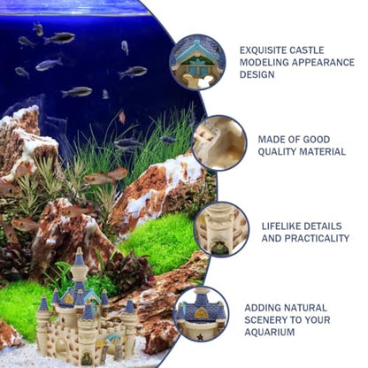 Balacoo Fish Tank Castle Decor Aquarium Castle Adornment | Aquarium Underwater Castle Ornament Resin Aquarium Adornment 5.70 X 4.33 X 4.33 in Hideout for Betta Fish and Tropical