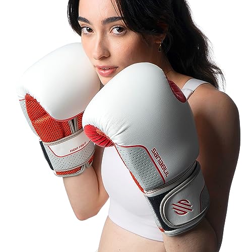 Sanabul Hyperstrike Boxing Gloves for Women, Kickboxing MMA Muay Thai Gloves, Training Sparring Punching Heavy Bag. - color: Red/White, size: 8 oz