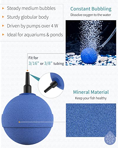 Pawfly Aquarium Air Stone Bubbler 2 Inch, Oxygen Diffuser Airstone for Air Pump Fish Tank Bucket Pond and DWC Reservoir, 4 Pack - color: 4 Pack(Blue)