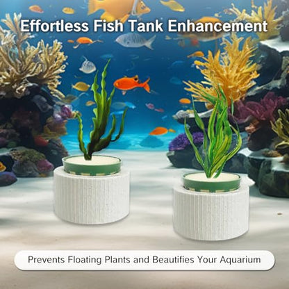 2 Pack Aquarium Plant Weights Ceramic Fish Tank Plant Holder Ideal for Live Plants Anti Floating Aquatic Plant Ring Anchors Keep Plants in Place Aquarium Decoration Accessories