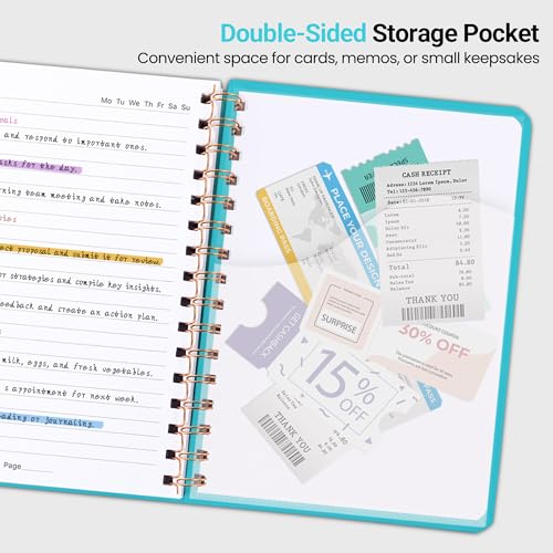 CICPAP Lined Spiral Journal Notebook, A5 College Ruled Notebook for Journaling, Note-Taking, and Daily Planning, Durable Hardcover with an Elegant Design, Turquoise - color: G.Turquoise