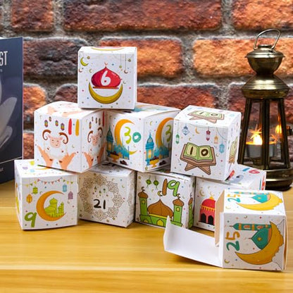 Ramadan Advent Calendar 2025, 30 Ramadan Countdown Boxes with Festive Islamic Art, Eid Mubarak Coutdown Calendar Fillable Ramadan Gifts Box, Ramadan Decorations for Home