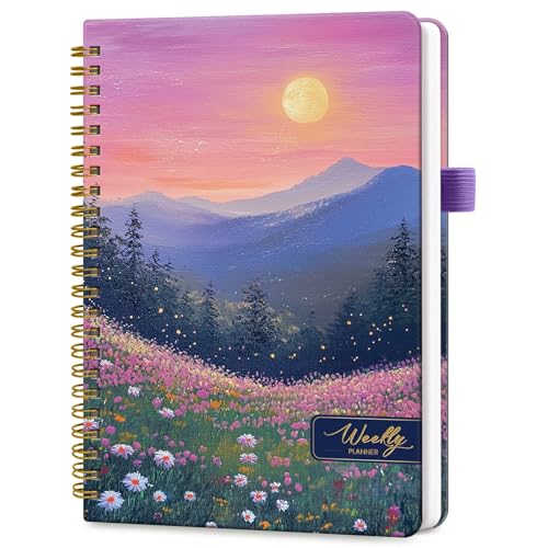 Taja Undated Weekly Planner, Weekly To Do List Notebook with Goal & Habit Tracker Organizer, A5 Weekly Planner Notebook with Spiral Binding, 6.1" x 8.2" - Twilight Bloom - color: u.Twilight Bloom