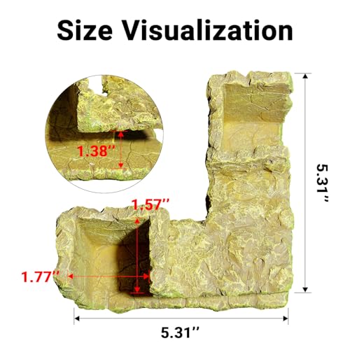 90° Corner Fish Cave Viewing Tunnels | Realistic Rock Formation Hideout for Shrimp, Plecos, Cichlids | BPA-Free Premium Resin, Safe for Aquarium (5.3”x5.3”x2.8”) - style: Rock