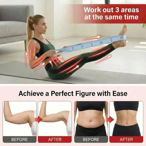 Resistance Bands for Legs: 8-Section Stretching Strap Yoga Strap with Loops | Stretch Bands for Exercise, Elastic Band Stretch Strap for Glutes Physical Therapy, Dance Flexibility Home Pilates Equipment - color: Blue
