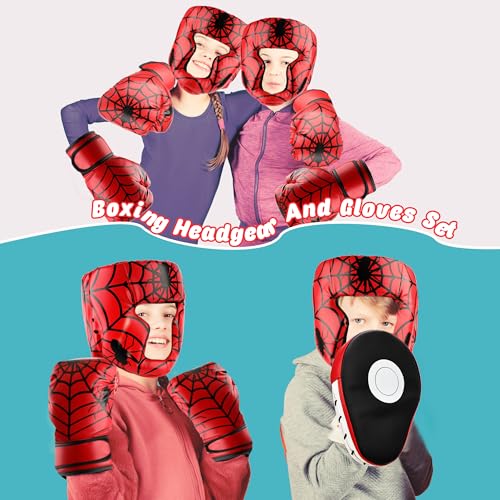 Kids Boxing Headgear and Gloves Set for Beginners and Children Youth Kickboxing Training Sparring Karate Muay Thai Taekwondo MMA