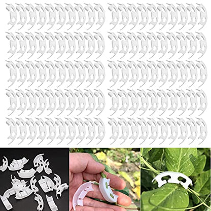 Spencer 200 Pcs Plant Support Clips - 100 Pcs Tomato Vine Clips (1.18” Inner Diameter) and 100 Pcs Plant Bender (1.57” in Length) for Garden Plants Fruits Vegetables - size: 100 Pcs + 100 Pcs