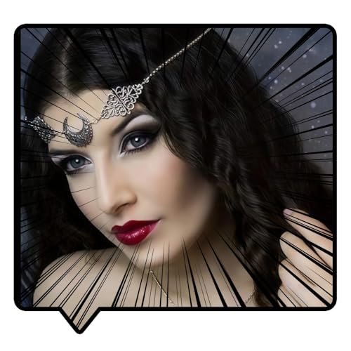 Doubnine Crescent Moon Boho Head Chain Pendant Gothic Forehead Headpiece Headband Retro Hair Accessories Wedding Head Dress for Women Bride Women - color: clear beads