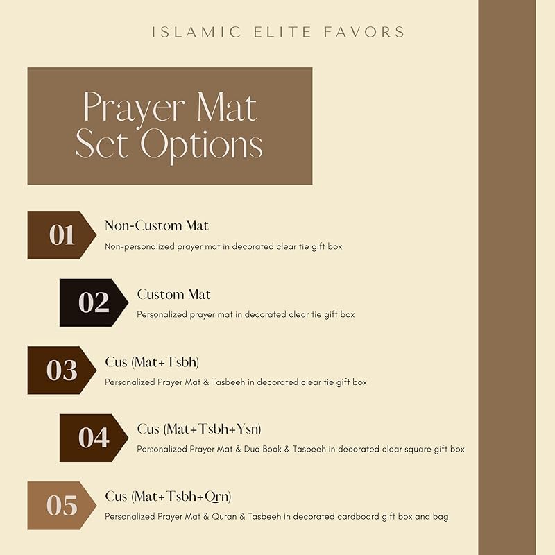 IEF Personalized English Arabic Translation Quran Prayer Mat Prayer Beads Islamic Gift Set, Wedding Ramadan Eid Birthday Mother's Day Father's Day Anniversary Days Gifts