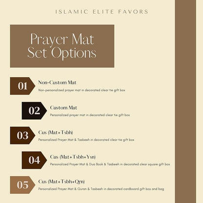 IEF Personalized English Arabic Translation Quran Prayer Mat Prayer Beads Islamic Gift Set, Wedding Ramadan Eid Birthday Mother's Day Father's Day Anniversary Days Gifts