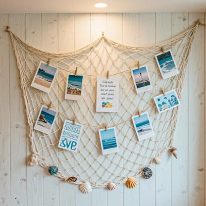 14 Pack 80 x 40 in Natural Cotton Fishnet Decoration Wall Hanging Fishing Net Decor Underwater, Mermaid, Pirate, Hawaiian, Nautical Ocean Theme Beach Bash Party Decorations, Beige