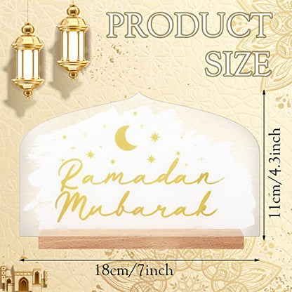 Frienda Eid Decorations for Home Islamic Ramadan Table Centerpieces Acrylic Eid Al Adha Table Sign Star Mubarak Moon Decor for Muslim Party Supply Gift - size: 7.1 x 4.3 Inch, style: Stylish
