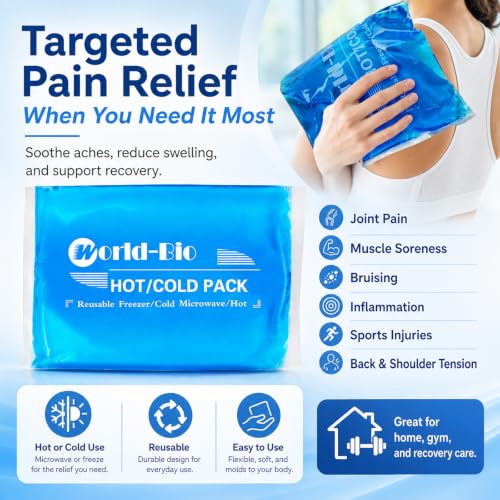 Large Gel Ice Packs for Injuries Reusable Hot Cold Pack Compress for Pain Relief, Rehabilitation, Comfort Ice Gel Pack Flexible Therapy on Neck, Arm, Knee, Leg, Shoulder, Elbow, Wrist - 2 Pack Blue - color: 12.2" X 8.2" - 2 Ice Packs