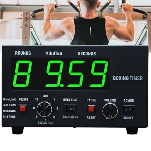 Boxing Interval Timer, Professional Gym Interval Timer with LED Display, Portable Boxing Timer with Adjustable Sound & Stopwatch, Selectable Training Time & Cycle Repetitions Green - color: Green