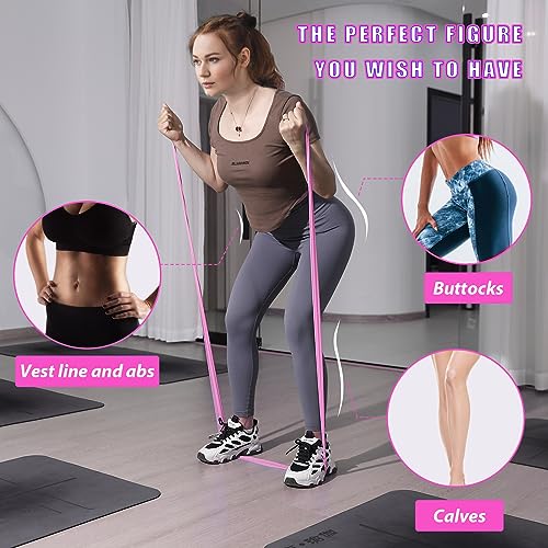 Resistance Bands Set for Physical Therapy, Rehab, Yoga and Pilates | Latex-Free elastic exercise bands suitable for rehab, yoga, Pilates, gym workouts, stretching, and home exercise - color: Gradient Pink 5-80lbs