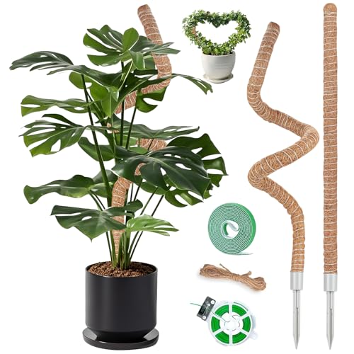2 Pack Moss Pole, 28 Inch Monstera Plant Support, Moss Poles for Climbing Indoor Plants, Bendable Coco Coir Plant Support Stakes for Potted Plants, Pothos, Philodendron - size: 28 Inch - 2 Packs