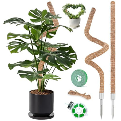 2 Pack Moss Pole, 28 Inch Monstera Plant Support, Moss Poles for Climbing Indoor Plants, Bendable Coco Coir Plant Support Stakes for Potted Plants, Pothos, Philodendron - size: 28 Inch - 2 Packs
